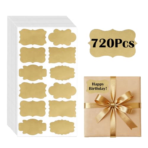 720pcs Kraft Self-Adhesive Gift Tags Name Jar Labels Stickers 1.22 inch