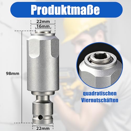 SDS-Plus Adapter für Schlagschrauber – Werkzeug Zubehör zum Umrüsten auf Elektrohammer, SDS-Plus Schnittstelle für Bohrmaschine und Schlagschrauber