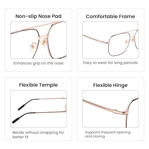 Image of ROYAL SON Square Eyewear for Men Women | Blu Ray Blocking | Computer Glasses | Metal Frame