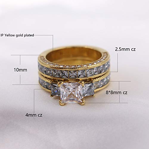 Yellow Gold Filled Bridal Sets Marquise cut Cz Engagement Ring 2pcs Womens Wedding Ring Sets2