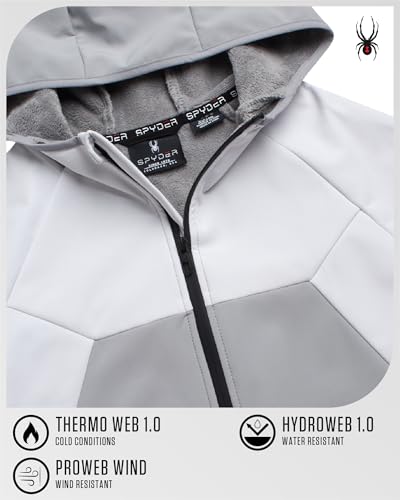 Image of Spyder Mens Softshell Jacket - Faux Fur Lined Water Wind Resistant Performance Mens Fleece Jacket for Hiking Running Jogging