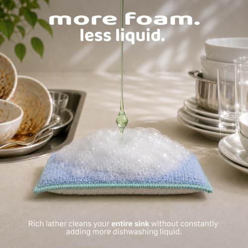 Image of Bamboo Fiber Dish Wash Scrub for Utensils (Pack of 2)|Gentle Dish Scourer for Glass and Ceramics|Dual Sided Action|Quick Dry Dishwash Sponge|High Absorbent Kitchen Sponge|Tough on Grease