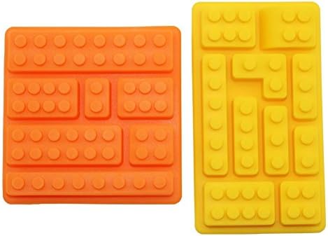 Silicone Mold Pan (2 Pack Bundle) - Makes Lego Brick, Candy, Chocolate, Birthday Party Favor, Jello, Soap and Crayons