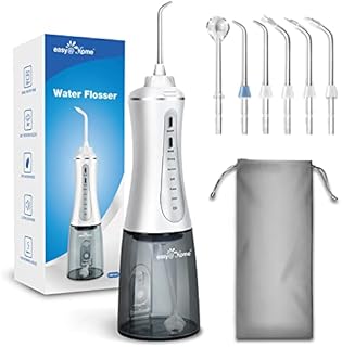 Water Dental Flosser Cordless for Teeth: Cordless Portable Easy@Home Oral Irrigator Cleaning 350ml with 5 Mode | 6 Jet Tips | Rechargeable IPX7 | Powerful Battery Life for Home Travel | EWF003