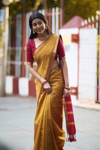 Image of Women's Cotton Soft Silk Sarees | Jamdani Cotton Saree With Attach Unstitched Blouse Piece