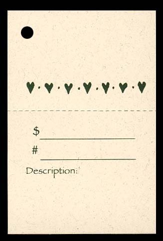 100 Craft Hang Tags 2-PART HEARTS & 100 Cut Strings for Crafts & Gifts. Personalize & Price your merchandise.