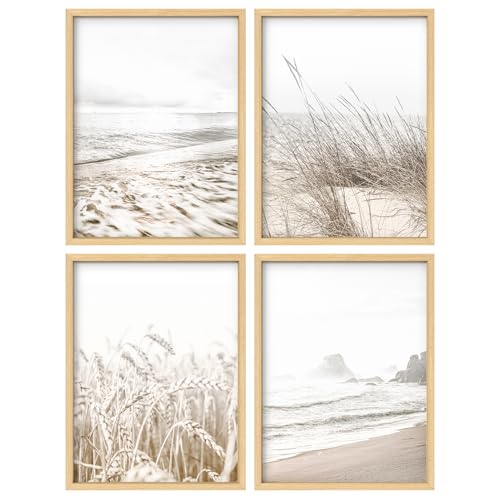 Framed Wall Art Collage Print Gallery Set, Pastel Retro Beach