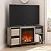 Furinno Jensen Corner Fireplace TV Stand with 4 Open Compartments for TV up to 55 Inches, French Oak Grey