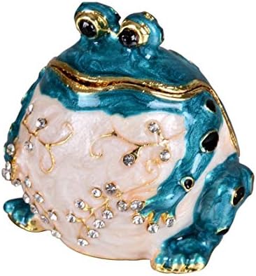 YU FENG Hinged Frog Trinket Jewelry Box Crystal Jeweled Small Cute Frog Animal Figurines Collectible