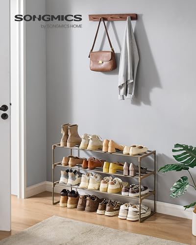 image for SONGMICS Shoe Rack, 3-Tier Shoe Organizer, Metal Storage Shelf, Uprigh