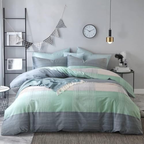 Image of LifeTB Queen Comforter Set Patchwork Bedding Comforter with 2 Pillowcases Soft Fluffy Geometric Plaid Bedding Set Breathable Cozy Patchwork Plaid Checkered Pattern Comforter for All Seasons