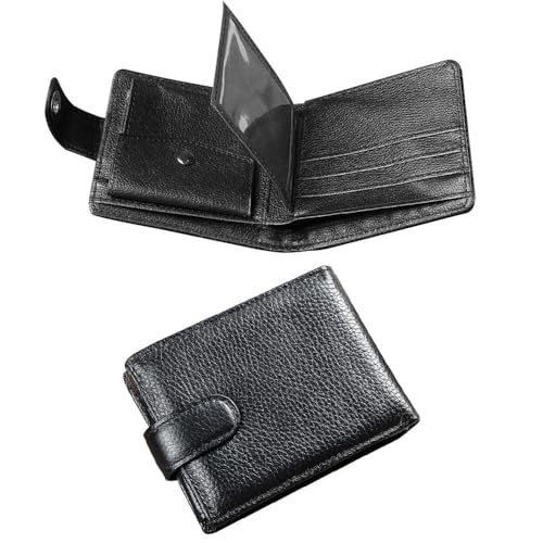 Vmoomax Portefeuille en Cuir Noir pour Homme et Femme, Grand Rangement Cartes, Fenêtre D’Identification, Double Compartiment Monnaie Sécurisé pour Usage...