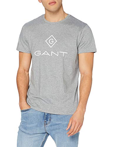 GANT Men's D1 Lock-Up SS T-Shirt, Grey Melange, XL