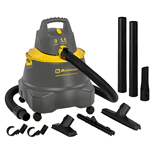 Koblenz Contractor Wet/Dry Vac, 9 Gallon 5.5Hp Locking 1 7/8 In X 7 Ft Eva Hose, Gray+Yellow (Wd-9 C212) #TOP14