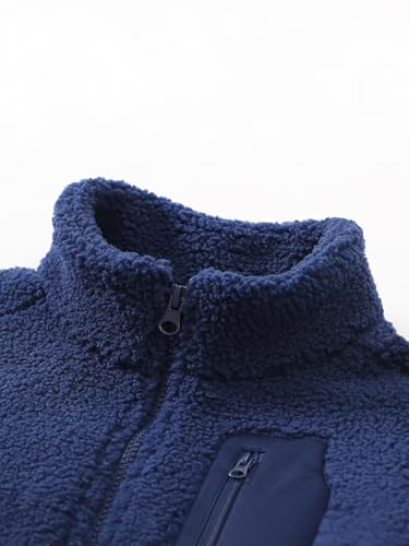 Kids Fleece-Lined Sherpa Jacket – Lightweight Dual-Layer Warm Zip-Up Coat with Stand Collar & Chest Pocket, Sizes 5-123