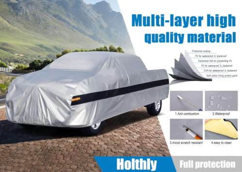 Image of 10Layer Truck Cover Waterproof All Weather.Pickup Truck Cover Length: 206-215 inches,Universal Fit Most Regular Cab Short Box Honda Ridgeline Ford Ranger Nissan Frontier Chevy Colorado C10.