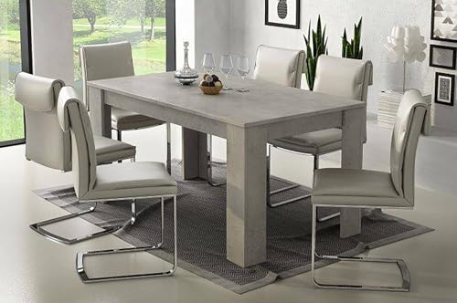Dmora Tavolo per sala da pranzo estensibile, Consolle allungabile, Tavolo moderno con allunghe, cm 160/220x88h80, colore Cemento