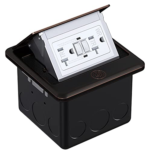 Webang Pop Up Floor Outlet Covers Box With 20 Amp Stainless Steel Gfci Tamper Resistant Rceptacle Outlet, Etl Listed, Oil Rubbed Bronze #TOP5