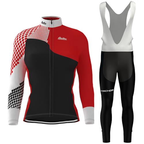 Ropa Ciclismo Mujer Conjunto Bici MTB Manga Larga Maillot Ciclista,Traje Bicicleta Chaquetas Ciclo y Pantalones Tirantes con 9D Gel Acolchado,Completa de Jerseys Transpirable Secado Rápido(11,L)