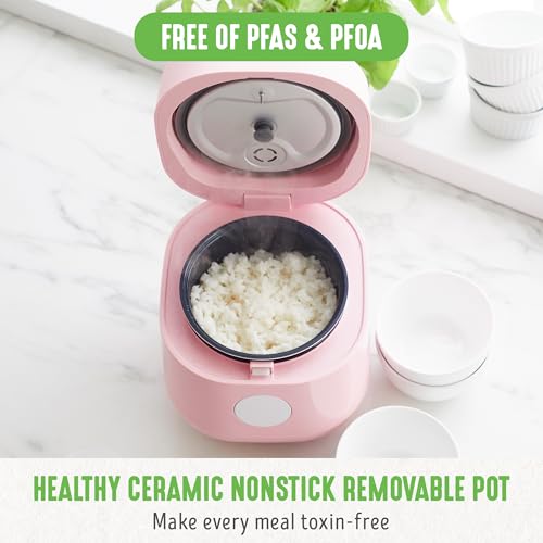 image for GreenLife 4-Cup Digital Rice Cooker, PFAS & PFOA-Free Removable Cerami