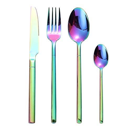 Couverts acier inoxydable originaux et cuillères de table pour service coloré