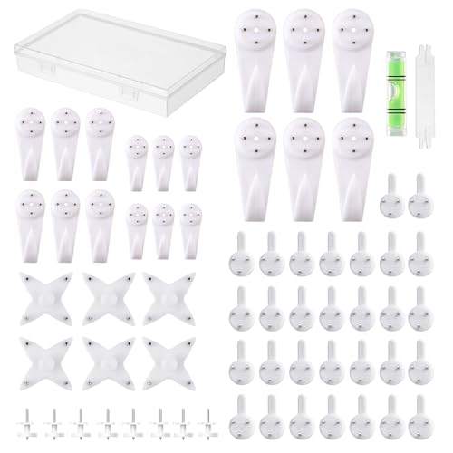 Non-trace Crochet de Mur Dur - 64 pièces Image Hangers pour Béton Dur, Crochets Muraux Sans Trace avec Ongles pour suspendre des images, des peintures, des...