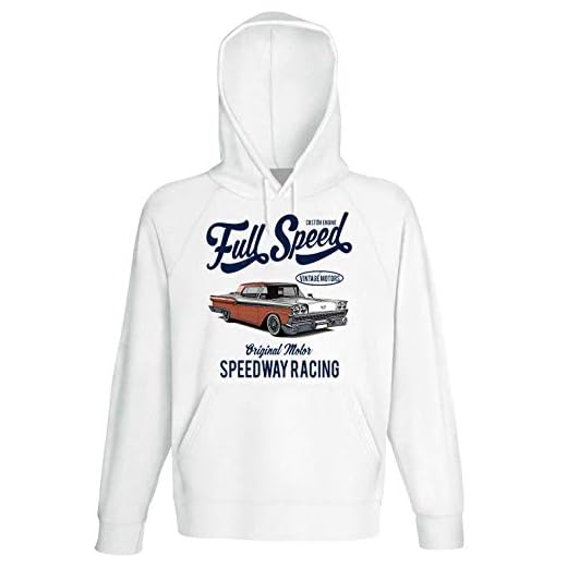 TEESANDENGINES Ford Fairlane 500 Galaxie skyliner 1959 full hastighet vit huvtröja