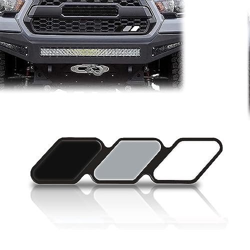 Image of Ajxn 1 PC Car Thickened ABS Grille Three-Color Marking, 4.72 inch x 0.98 inch Screw Fixed Slotted Grid Badge, Personalized Creative Decoration Accessories, Suitable for Tacoma 4Runner (Gray)
