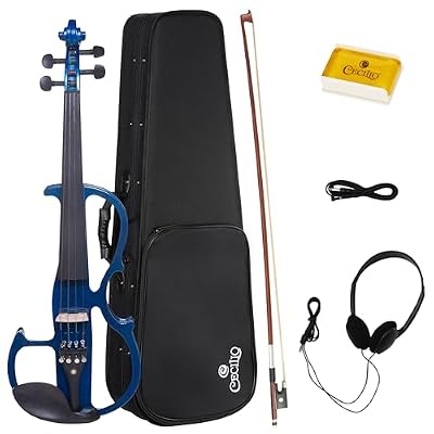 Cecilio 4/4 Electric Silent Violin Set, Solid Maple, Ebony Fittings, Blue