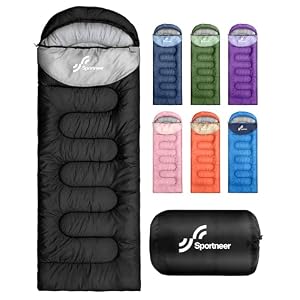Sportneer Sleeping Bag for Adults & Kids, Cold Weather & Warm Waterproof Camping Sleeping Bag, Compact Portable for Camping Hiking & Travel