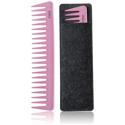 xnicx 7.48 Inch Wide Carbon Pink Detangling Comb for Men & Women - Professional Styling for Curly, Long, Wet or Dry Hair Cover