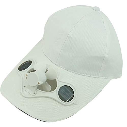 AUCO Sonnenhut KüHlung Fan - Baseballmütze, Solarfächerhut, Outdoor-Reisemütze, Anglerhut Geeignet für heiße Sommer weiß
