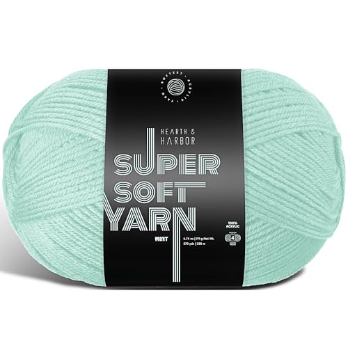 Image of Acrylic Yarn for Crocheting & Knitting - Soft Crochet Yarn for Crocheting, 370 Yards, Perfect for Crafts & Amigurumi, Medium Worsted Weight 4, Mint