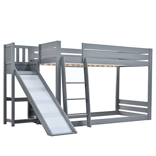 Azkoeesy 90x200 cm Etagenbett Bettgestell, mit Fallschutz und Leiter,...