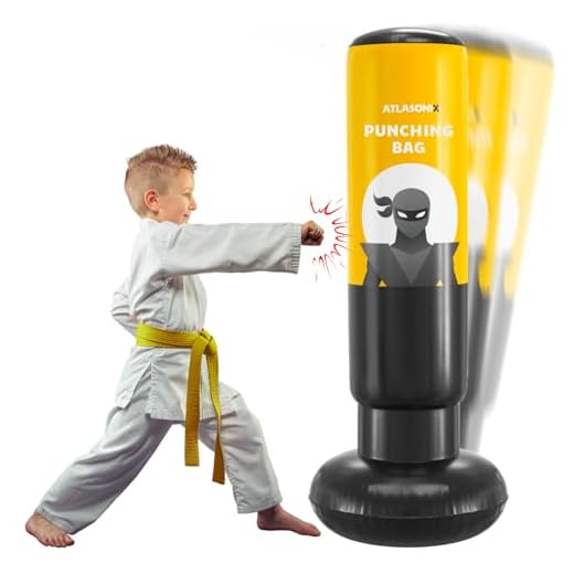 Inflatable Kids Punching Bag – Free Standing Ninja Boxing Bag for Immediate Bounce-Back for Practicing Karate, Taekwondo, MMA and to Relieve Pent Up Energy in Kids and Adults/Tall 5’ 3”