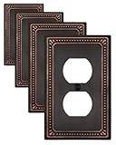 ZILLSEA Metal Wall Plates, Switch Plates and Outlet Covers, Decorative Pearl Design (1 Duplex 4PK, Aged Bronze)