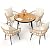 Pamapic 5 Pieces Patio Dining Set,All-Weather PE Rattan Patio Furniture Set with Wood Table Top, Outdoor Table and Chairs with with Removable Cushion & Round Dining Table for Lawn Garden Patio, Cream