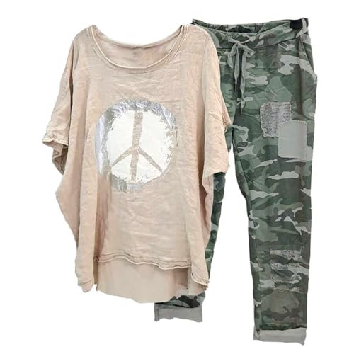 Onsoyours Damen Casual Zweiteiler Trainingsanzug 3/4 Arm Shirt Hohe Taille...