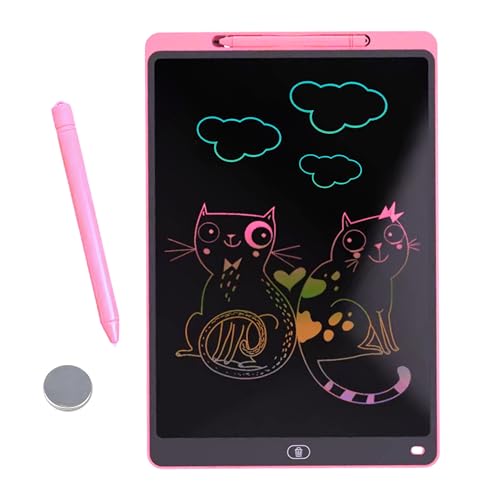 TECET® Pizarra Mágica Infantil 12 Pulgadas + Guía de 100 Dibujos para pintar | Pizarra Magnética Infantil para Niños | Tablet Led Digital de Dibujo, Rosa