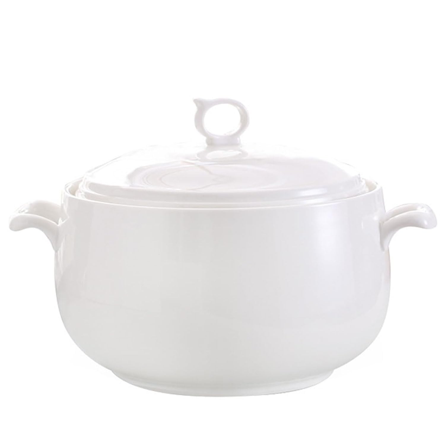 Zuppiera creativa in ceramica con coperchio, capacità 3 litri, doppia maniglia, ciotola decorativa per zuppe, muesli e zuppa di miso