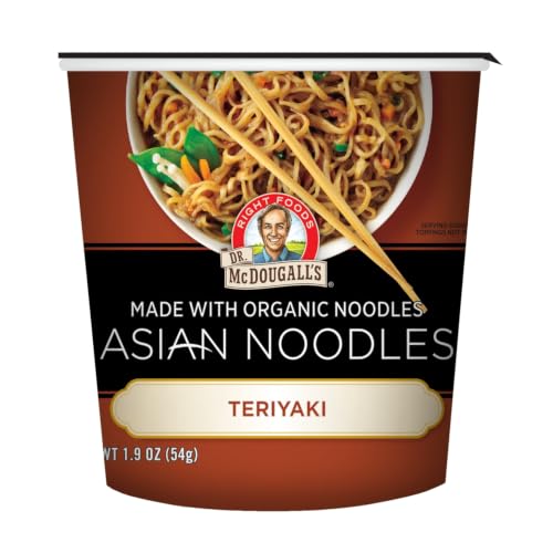 Dr. McDougall's Teriyaki Noodle Entree Cup - Organic Ramen Noodles, Vegan, Non-GMO - No Seed Oils, No Palm Oil - Instant Meal - 1.9 oz (Pack of 6)