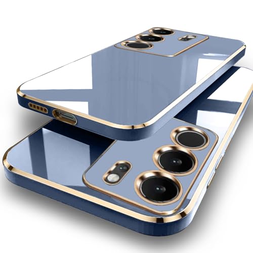 Image of TheGiftKart TPU Luxurious Chrome-Plated Back Cover Case Compatible with Vivo V29 / V29 Pro 5G|Raised Lips for Camera and Screen Protection|Shockproof Design|Stylish Cover for Vivo V29 (Greyish Blue)