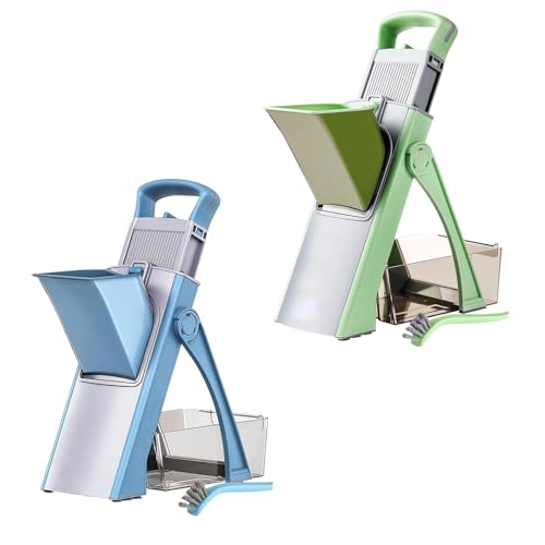 Image of ATORSE Vegetable Chopper Adjustable Slices Potatoes Slicer for Cheese Potato Garlic Blue