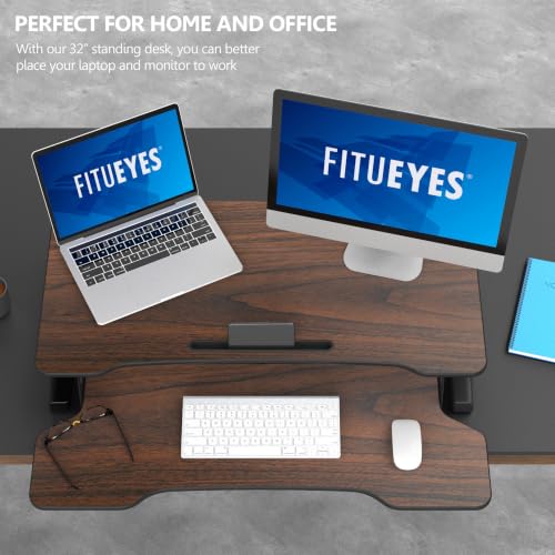 Image of FITUEYES Height Adjustable Standing Desk 32 inch Wide Sit to Stand Converter