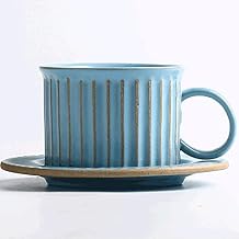 Tea Cup 8.8OZ Coffee Mug, Multifunctional Reusable Drink Cup, Handmade Ceramic Coffee Cup and Saucer Set, Creative Coffee Cup Blue