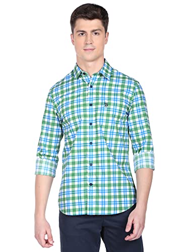 Image of U.S. POLO ASSN. Checked Regular Fit Shirt for Men - 100% Cotton, Breathable & Comfortable, Full Sleeves Casual Shirt for Men