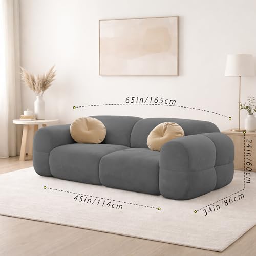 Image of Casaliving Vetras Modern Velvet Bubble Cloud Sofa, Tufted Design Upholstered 2 Seater Sofa Set for Living Room, (Dark Grey Colour) Premium Velvet Fabric Sofa