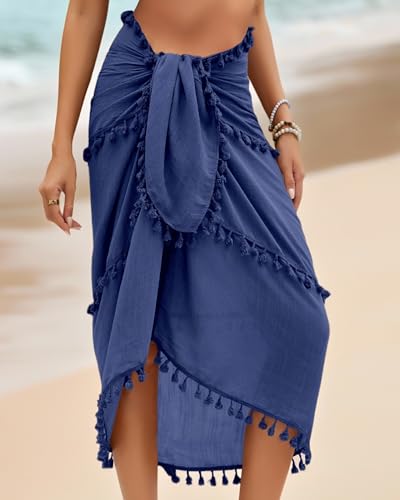 Image of Eicolorte Sarong Cover Up Womens Beach Cover Up Bikini Bathing Suit Swimsuit Swimwear Coverup Sarong Pareo Wraps for Women