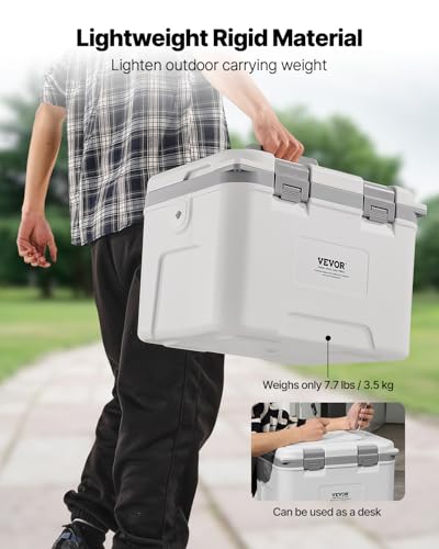 VEVOR 21 QT Hard Cooler with Ice Retention, Heavy-Duty Handles and Strap, Lightweight Rigid Material Insulated Portable Cooler, Suitable for Family Picnics and Short Trips