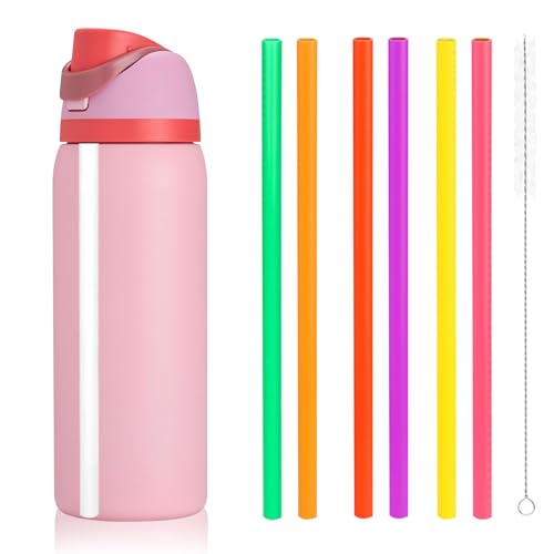 Replacement Straw for Owala Water Bottle 24 oz 32 oz, 6PCS Reusable Plastic Straws Compatible With Owala Water Bottle,BPA-FREE Straws and 1 Cleaner Brush